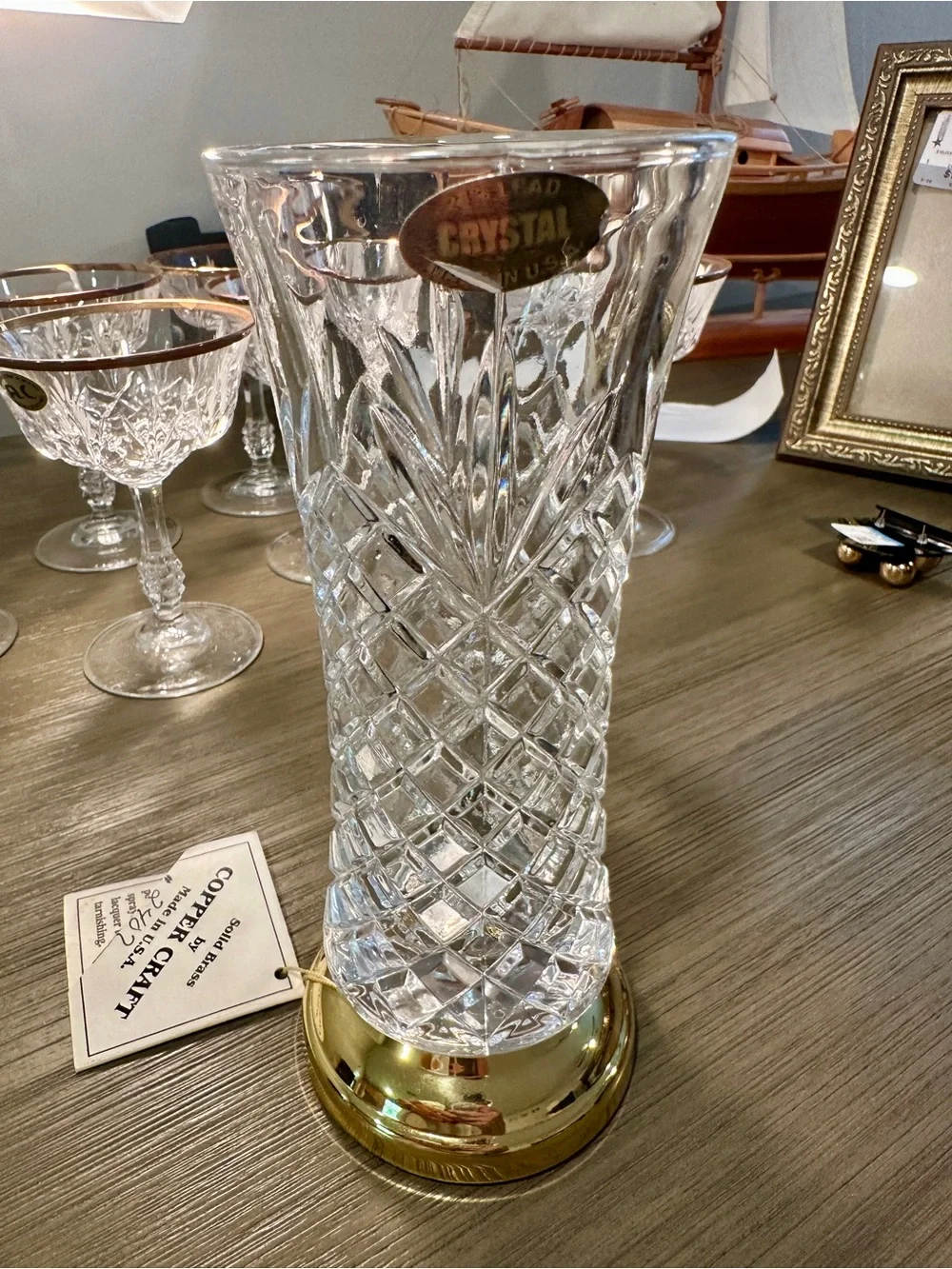 Copper Craft Crystal Vase see description